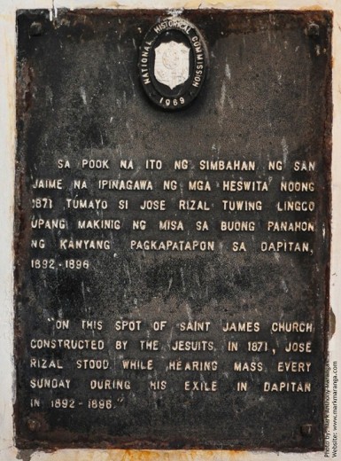 Marker where Rizal stood to hear mass