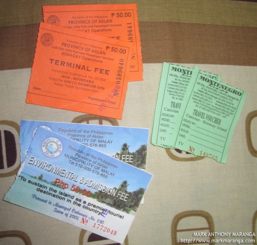 The 3 tickets at Caticlan Jetty Port Passenger Terminal