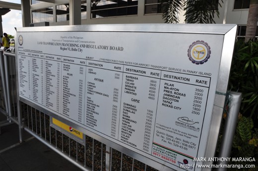 LTFRB prescribed rates for airport transport service