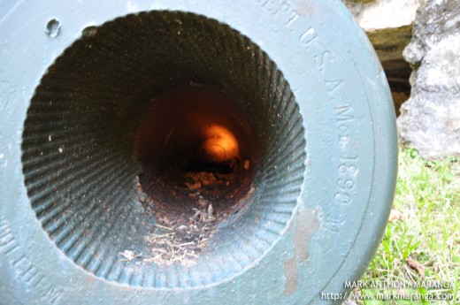 Stuck shell inside the Mortar lit by flashlight