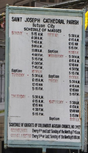 Schedule of Masses