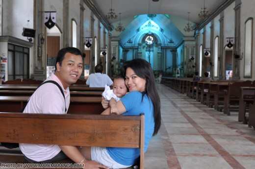 Mark, Lisa and Sam inside the Church