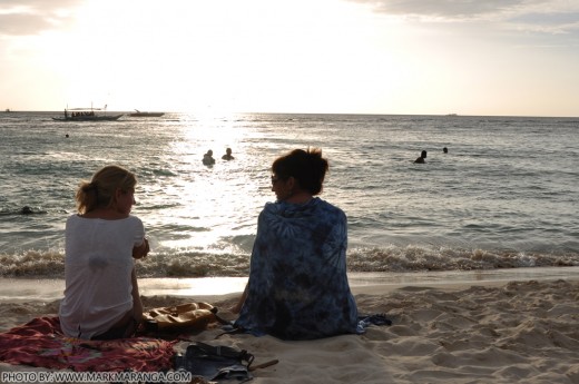 Foreigners waiting for sundown