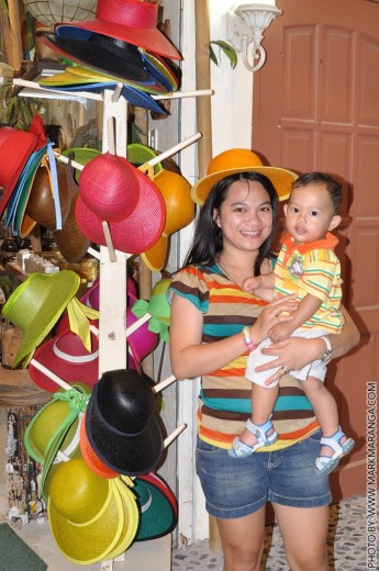 My wife Lisa and baby Sam at the Hats Area