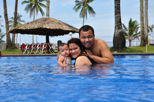 The Family having a good time at the pool