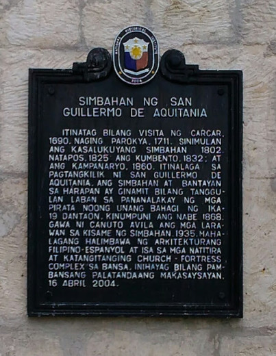 National Historical Institute Marker of San Guillermo de Aquitania Parish Church