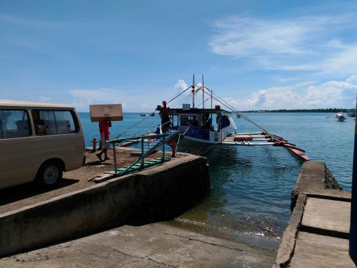 Our motorized outrigger for Island Hopping