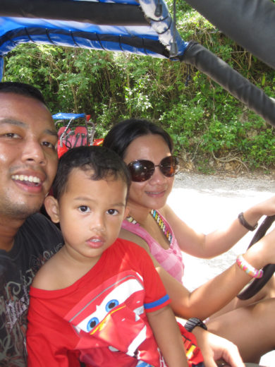 Lisa is driving the Buggy Car on a hot afternoon