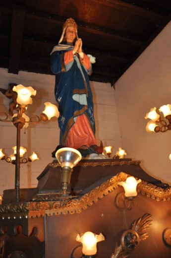 Statue of Mary on a Carriage