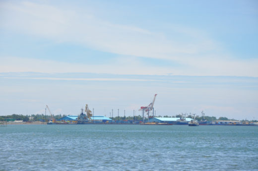 The nearby port area