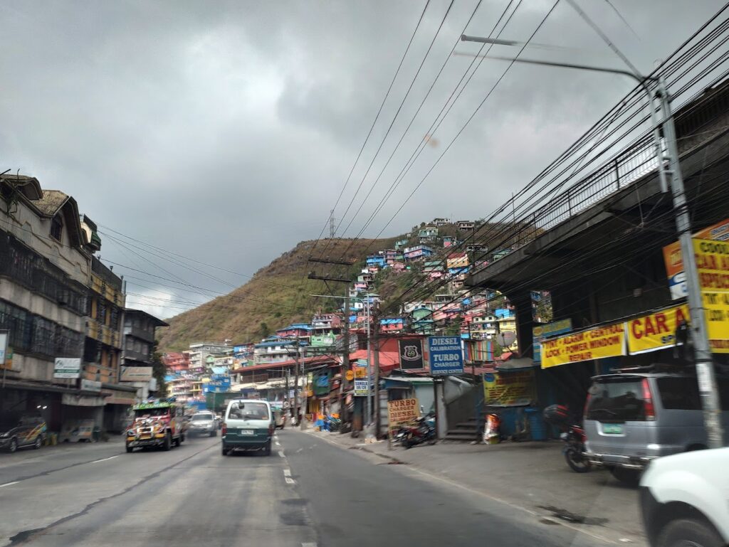 View of the vibrant houses from the road